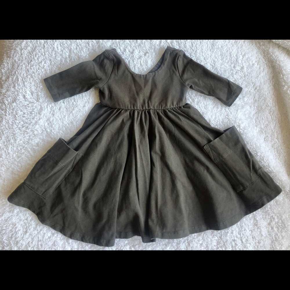 Remie Girl Olive Green Pocket Dress 18-24m